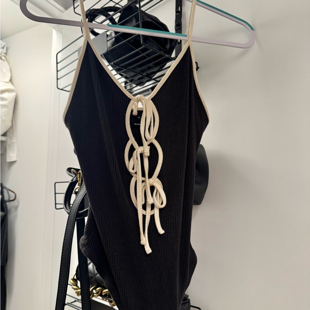 Urban Outfitters Black Bodysuit with Cream Accents